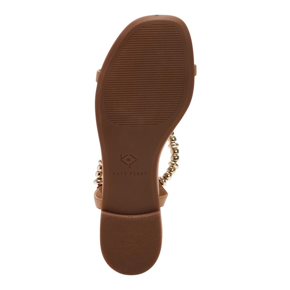 Katy Perry Women's The Halie Bead Ankle Tie Sandals Tan Gold Size 7 1/2 - Picture 5 of 5